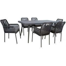 Home4You Garden Furniture Set Table + 6 Folding Chairs Dark Grey (K211731) | Dining room sets | prof.lv Viss Online