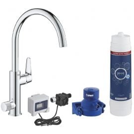 Grohe BauEdge Kitchen Sink Mixer with Filter, Chrome with Filter (30386000) | Grohe | prof.lv Viss Online