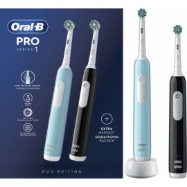 Elektriskās Zobu Birstes Oral-B Pro 3 D305.523.3H Pro Series 1 + Duo Melna/Zila | Electric Toothbrushes | prof.lv Viss Online
