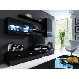 Halmar Logo II Section, 42x250x192cm, Black (CAMA-LOGO-II-BLACK/BLACK GLOSS) | Living room furniture sets | prof.lv Viss Online