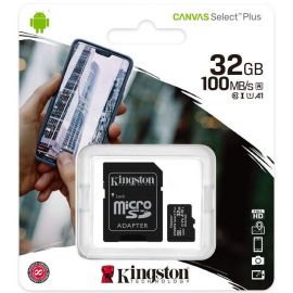 Kingston SDCS2 Micro SD Memory Card 100MB/s, With SD Adapter Black | Data carriers | prof.lv Viss Online