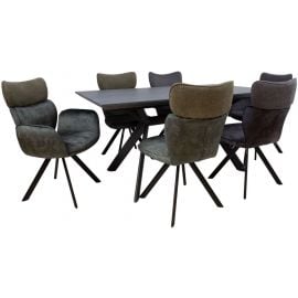 Home4You Eddy 2 Dining Room Set Table + 6 Chairs Black (K10335) | Dining room sets | prof.lv Viss Online