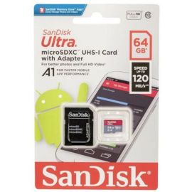 Micro SD-карта памяти SanDisk SDSQUA4 120 МБ/с с адаптером SD, красно-серая | Карты памяти | prof.lv Viss Online