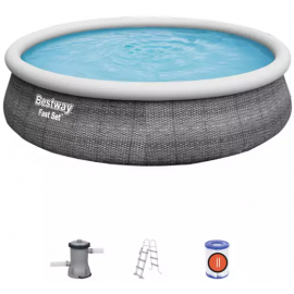 Bestway Fast Set Inflatable Pool with Water Filter 457x107cm Grey/White (57372) | Pools and accessories | prof.lv Viss Online