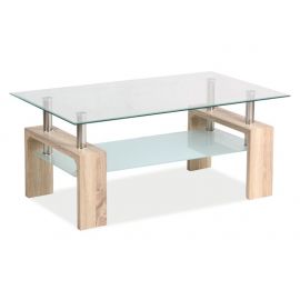 Signal Lisa Basic II Glass Coffee Table, 100x60x55cm, Oak (LISABASIC2TDS) | Glass tables | prof.lv Viss Online