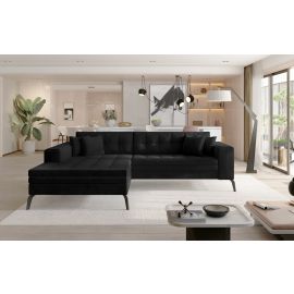 Eltap Solange MatVelvet Corner Pull-Out Sofa 196x292x80cm, Black (Sol_17) | Corner couches | prof.lv Viss Online