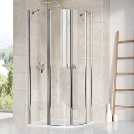 Ravak Chrome 80x80cm H=195cm CSKK4-80 Quarter Circle Shower Enclosure Transparent Satin (3Q140U00Z1) | Shower cabines | prof.lv Viss Online