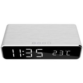 Gembird DAC-WPC-01-S Wireless Charger with Alarm Clock 1A, 5W, Black/Silver | Car audio and video | prof.lv Viss Online