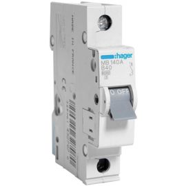 Hager MB140A Automatic Circuit Breaker 1-Pole, 40A, B Curve, 6kA (1 pack=12pcs) | Automatic switches | prof.lv Viss Online