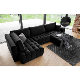 Stūra Dīvāns Izvelkams Eltap Bonito Loco 175x350x92cm, Melns (CO-BON-RT-10LO) | Stūra dīvāni | prof.lv Viss Online