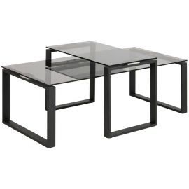 Home4You Katrine Coffee Table 75x115x51cm/69x40x40cm, Black (AC18915) | Glass tables | prof.lv Viss Online