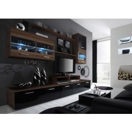 Halmar Logo II Section, 42x250x192cm, Oak/Black (CAMA-LOGO-II-ŚLIWA/CZARNY/ŚLIWA POŁYSK) | Living room furniture sets | prof.lv Viss Online