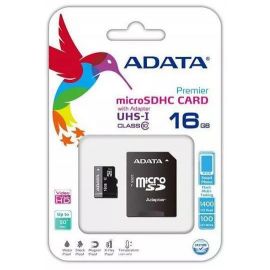 Adata AUSDH16GUICL10-PA1 Micro SD карта памяти с адаптером SD Черно-серая | Носители данных | prof.lv Viss Online