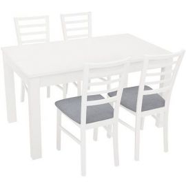Black Red White Bryk 2 Dining Room Set, Table + 4 chairs, 140-180x80x76cm, White, Grey (D09-STO/BRYK2_4MAR/POZ/2-BAL/TX098) | Dining room sets | prof.lv Viss Online