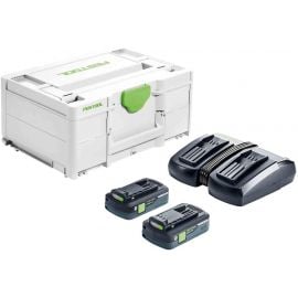 Festool SYS 18V 2x4,0/TCL 6 DUO Charger and Batteries 2x4Ah 18V (577109) | Festool | prof.lv Viss Online