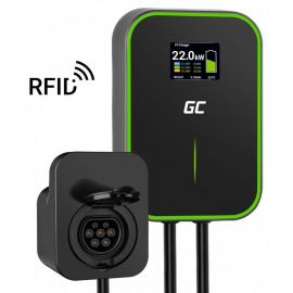 Green Cell EV15RFID Electric Vehicle Charging Station, Type 2 Socket, 22kW, Black | Car accessories | prof.lv Viss Online
