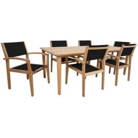 Столовая группа Home4you Maldive: стол + 6 стульев, дуб/черный (K136042) | Наборы для столовой | prof.lv Viss Online