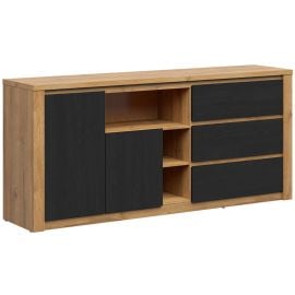 Black Red White Walton Chest of Drawers 42x185.5x84cm, Oak/Black | Living room furniture | prof.lv Viss Online