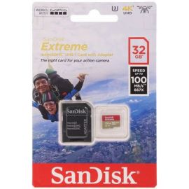 Micro SD-карта памяти SanDisk SDSQXAF-032G-GN6AA, 32 ГБ, 100 МБ/с, с адаптером SD, черно-золотая | Sandisk | prof.lv Viss Online