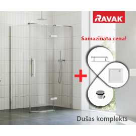 Ravak SET 3 Komplekts Cool COSD1-90 Dušas durvis H=195cm Caurspīdīga, Hromēta, Ar Paliktni Perseus Pro (23SETND3) | Dušas kabīnes | prof.lv Viss Online