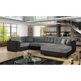 Eltap Damario Pull-Out U-Shaped Sofa 190x340x73cm Right Corner Grey/Black (Dam_19) | Corner couches | prof.lv Viss Online
