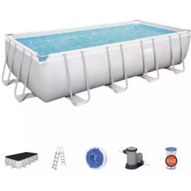 Bestway Power Steel Frame Pool with Water Filter 549x274x122cm White/Grey (56465) | Recreation for children | prof.lv Viss Online