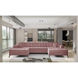 Eltap Vertizo Velvetmat Corner Pull-Out Sofa 170x350x93cm, Pink (CO-VER-UV-24VE) | Corner couches | prof.lv Viss Online