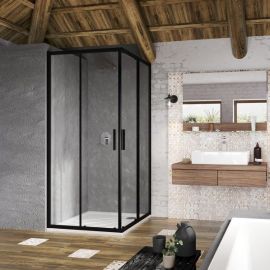 Ravak Blix Slim 80cm H=195cm BLSRV2K-80 Square Shower Enclosure Transparent Black (1 side) (X1LM40300Z1) | Shower cabines | prof.lv Viss Online