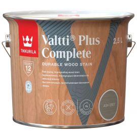 Tikkurila Valtti Plus Complete Wood Stain for Exterior Surfaces, Matte, Grey (Ash Grey) | Wood treatment | prof.lv Viss Online