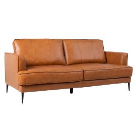 Диван из натуральной кожи Home4You Leo, несъемные подушки, 194x86x85 см, коричневый (16787) | Мебель для гостиной | prof.lv Viss Online