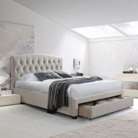 Home4You Natalia Folding Bed 160x200cm, With Mattress, Beige (K288133) | Beds | prof.lv Viss Online
