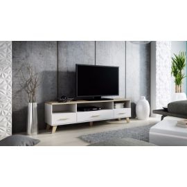 Шкаф для телевизора Halmar Lotta, 180x40x53 см, белый/дуб | Тв столы | prof.lv Viss Online