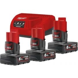 Зарядное устройство Milwaukee M12 NRG-603 12V + литий-ионные аккумуляторы 3x12V, 6Ач (4933459208) | Доставка посылкой | prof.lv Viss Online