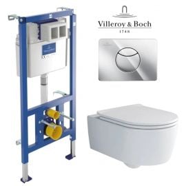 Komplekts- Iebūvējamais Tualetes Podu Rāmis + Tualetes Pods Villeroy & Boch ViConnect + Soul Ar SC Vāku (GB11SOULKOMBIDF) | Iebūvējamie tualetes podu rāmji - komplekti | prof.lv Viss Online