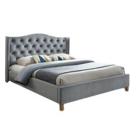 Signal Aspen Velvet Double Bed 180x200cm, Without Mattress, Grey | Beds | prof.lv Viss Online