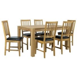 Комплект для столовой Home4You Chicago, Стол + 6 стульев, 140x90x76см, Дуб (K84029) | Наборы для столовой | prof.lv Viss Online