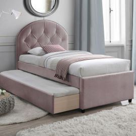 Кровать Home4You Lara односпальная 90x205 см, с матрасом, розовая | Кровати с матрасом | prof.lv Viss Online