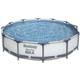 Бассейн Bestway Steel Pro Max с каркасом и фильтром для воды 366x76 см белого/серого цвета (56416) | Отдых для детей | prof.lv Viss Online