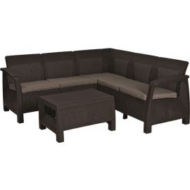 Садовый комплект мебели Keter Corfu Relax: стол + диван, коричневый (17202123) | Комплекты садовой мебели | prof.lv Viss Online