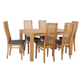 Home4You Chicago Dining Room Set, Table + 6 chairs, 140x90x76cm, Oak (K840294) | Dining room sets | prof.lv Viss Online