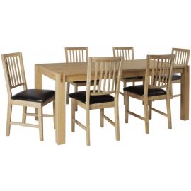 Стол и комплект из 6 стульев для гостиной Home4You Chicago New, дерево/черный (K840011) | Наборы для столовой | prof.lv Viss Online