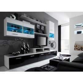 Halmar Logo II Section, 42x250x192cm, White/Black (CAMA-LOGO-II-WHITE/WHITE/BLACK GLOSS) | Living room furniture | prof.lv Viss Online