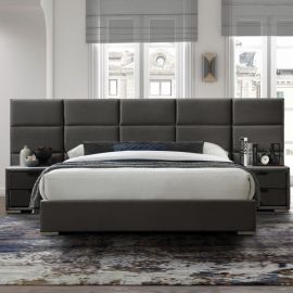 Home4You Levanter Double Bed 160x200cm, With Nightstands, Without Mattress, Grey | Double beds | prof.lv Viss Online