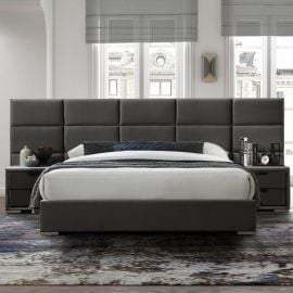 Home4You Levanter Double Bed 160x200cm, With Nightstands, Without Mattress, Grey | Beds | prof.lv Viss Online