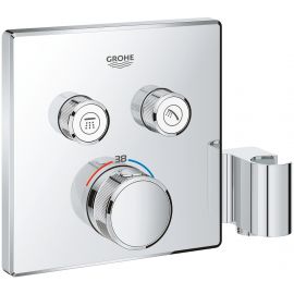 Hansgrohe SmartControl Concealed Shower Thermostat Trim, with 2 Outlets and Shower Holder, Chrome (29125000) | Bath mixers | prof.lv Viss Online
