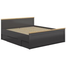 Black Red White Locarno Double Bed 180x200cm, Without Mattress, Grey/Oak | Double beds | prof.lv Viss Online
