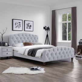 Home4You Sandra Double Bed 160x200cm, With Mattress, Light Grey (K28814) | Double beds | prof.lv Viss Online