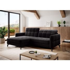 Eltap Lorelle MatVelvet Corner Pull-Out Sofa 160x225x105cm, Black (Lore_37) | Corner couches | prof.lv Viss Online