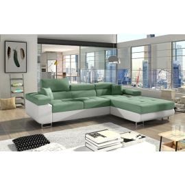 Stūra Dīvāns Izvelkams Eltap Armando Soro/Soft 205x280x90cm Labais Stūris Zaļš/Balts (Armd_09) | Izvelkamie dīvāni | prof.lv Viss Online