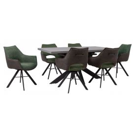 Комплект для столовой Home4You Eddy, Стол + 6 стульев, 200x90x76см, Черный (K24504) | Наборы для столовой | prof.lv Viss Online